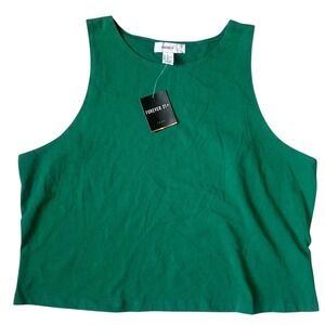 Forever 21 Tank Top Women 3X Green New Crop Cotton Blend